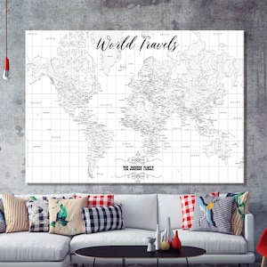World Map XXL 51 x 28 Inches Travel Pin Board with Fleece Surface 20 Flag Push Pins Included