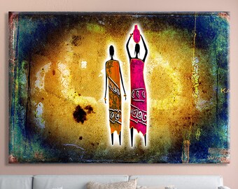 African Tribal Art Canvas Print: Retro Ethnic Decor