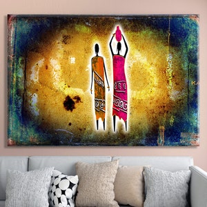 African Tribal Art Canvas Print: Retro Ethnic Decor