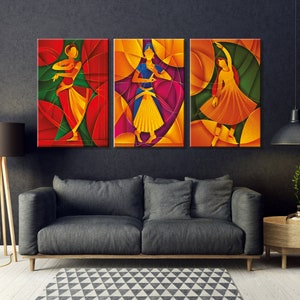 Multicolored Indian Female Dancers Colorful Traditional Clothes and Dance, Indian Classical Dancer Girls and Indian Colors,Mother's Day Gift