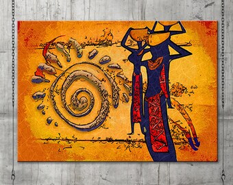 Vintage afrikanische Frau Leinwanddruck, ethnische Wand-Kunst-Dekor