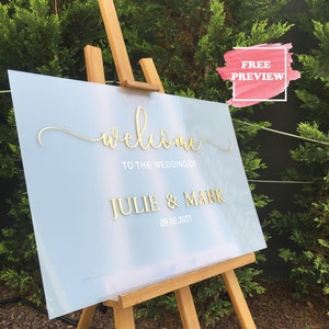 Wedding Welcome Sign - Frosted Acrylic 3D gold / silver mirror acrylic Wedding Sign | Acrylic Wedding Sign - Modern Wedding Decor -Hen Do