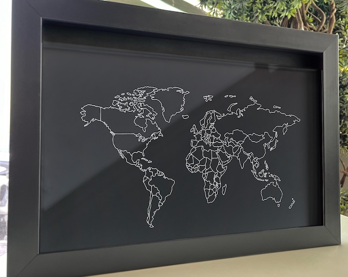 Custom World Map Ticket Memory Box, Personalized Shadow Box as a Travel Lover Gift, Travel Adventure Box for Couples,Holiday Tickets Collect