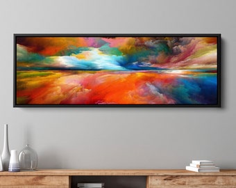 Bunte abstrakte Leinwand Malerei, gerahmt bunte abstrakte Leinwand Dekor, Himmel Blick, bunte Himmel Poster Druck, moderne Kunst Dekor, Vatertagsgeschenk