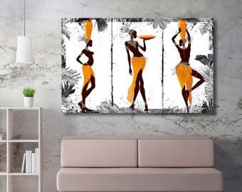 Sale%40Black and Gold Abstract Canvas, African Woman Print on Canvas, African American Art, Afrocenteric Canvas, Unique Gift, Christmas Gİft