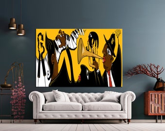 Afro Classic Jazz Abstract Dancing African People Canvas Etsy