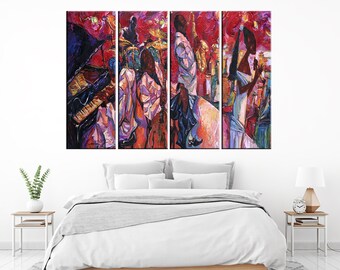 Afro Classic Jazz Abstract Dancing African People Canvas Etsy