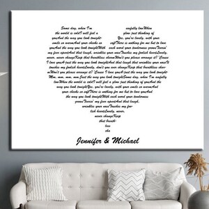 First Dance Song Canvas Print, Your Wedding Song On Canvas, Heart Shaped Couples Song, 1st Anniversary Gift, Couples Gift, Personalized Gift