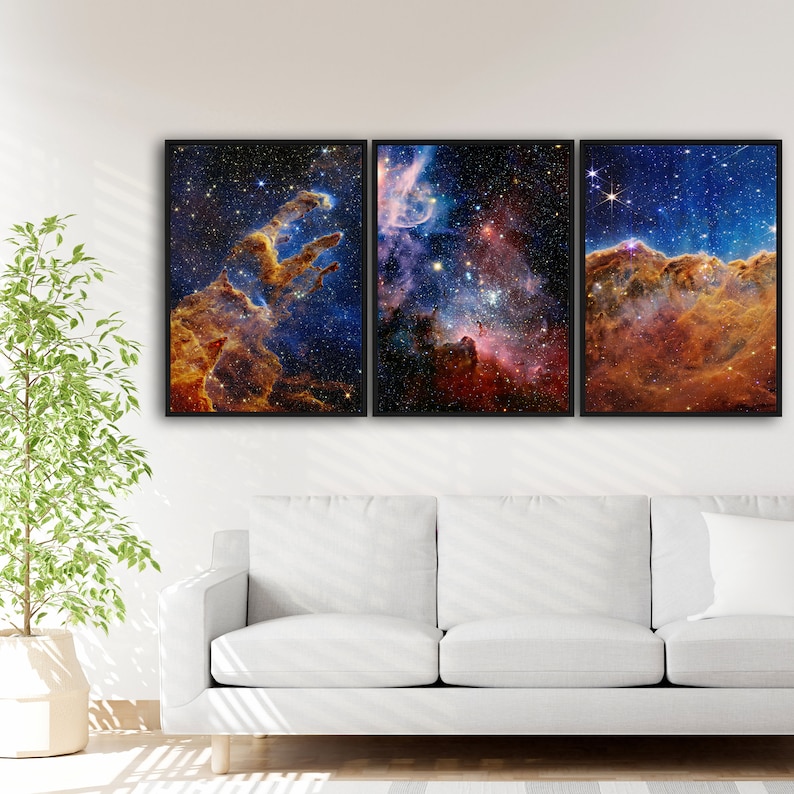 James Webb Carina Nebula Canvas Print Set, Space Celestial Wall Art ...