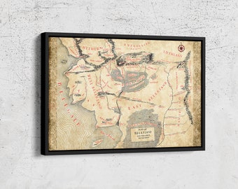 Fantastic Movie - Book Map Framed Canvas Wall Art - Fantasy Home Decor in Poster Print or Canvas Art - Best MovieCanvas Decor- Christmas Day