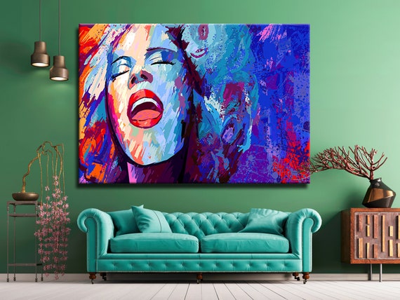 Jazz Singer on Grunge Background Colorful Painting Print | Etsy
