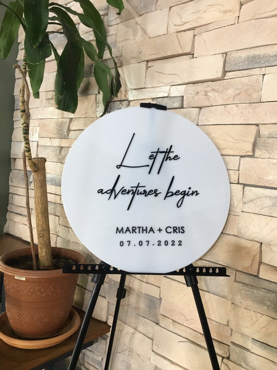 Custom Acrylic Wedding Welcome Sign, Round 3D Name, Salon Spa Signage