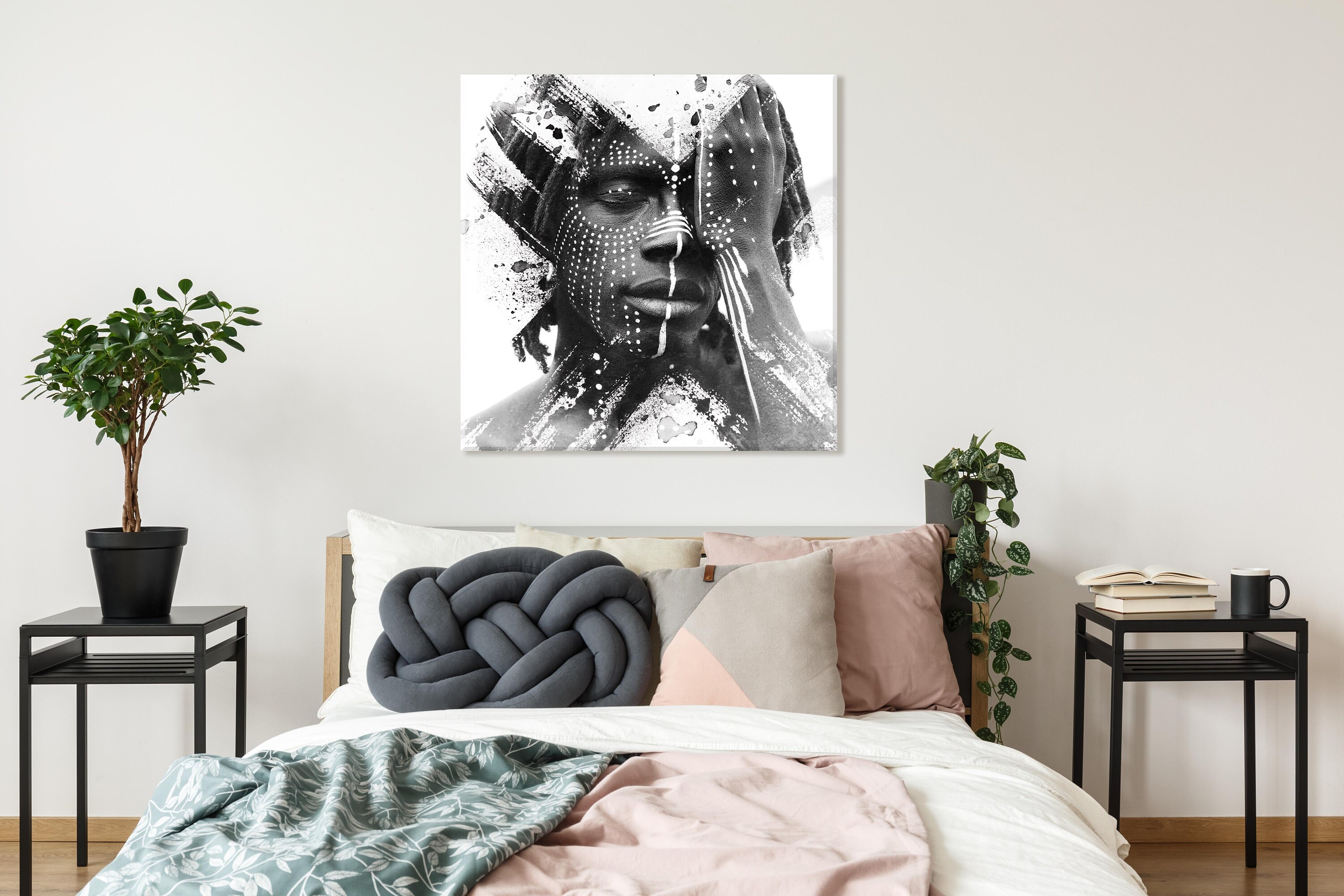 Black and White African Printed Canvasafro American Wall - Etsy