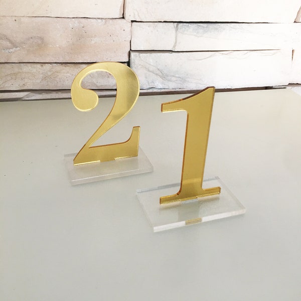 Wedding Table Numbers 1-20 Gold Metal - 12 Inch Tall Reception Table Markers