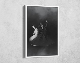 Whirling Dervish Canvas, Muslim Wall Art, Islamic Home Decor
