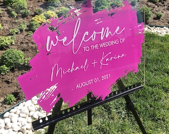 Acrylic Wedding Sign | UV Printing on clear Acrylic | Brush Stain UV Printing | Acrylic Welcome Sign | Wedding Welcome Sign |Colored Acrylic