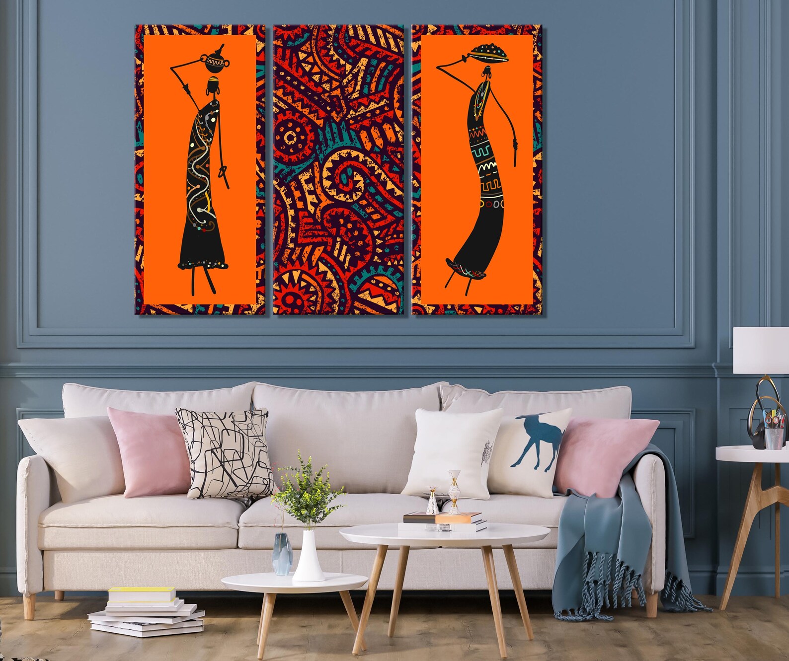 African Woman Ethnic Wall Artmodern Afro American Wall Art Etsy
