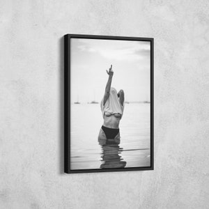 Middle Finger Canvas Wallart Decor | Feminist Middle Finger Black and White Wall Art | Single Panel Wall decor | Feminist Canvas WallArt