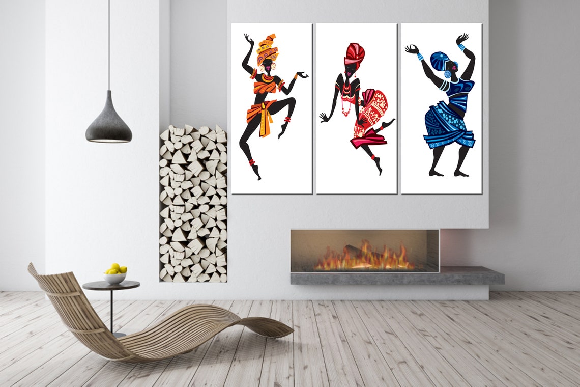 Afro Girls Celebration Canvascolorful Etnic Colorsafrican - Etsy