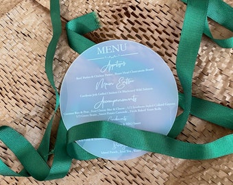 UV Printed Acrylic Wedding Menu Sign | Custom Dinner Menu