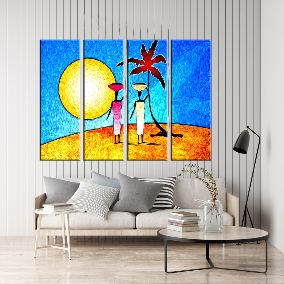 Ethnic African Retro Vintage Wall Art Canvas Print Colorful African ...