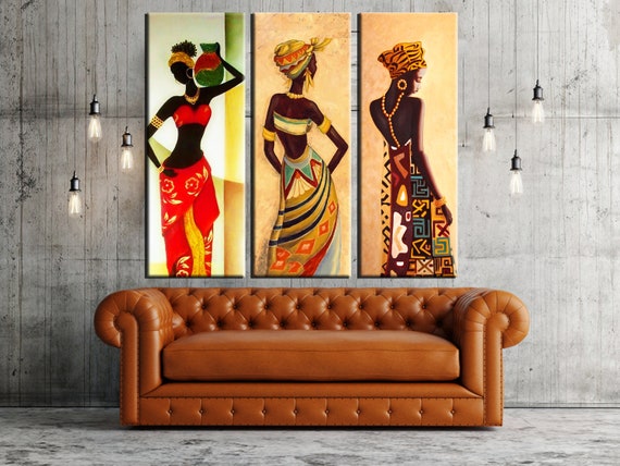 MODERN ABSTRACT AFRICAN WOMAN ETHNIC BOX CANVAS PRINT WALL ART PICTURE