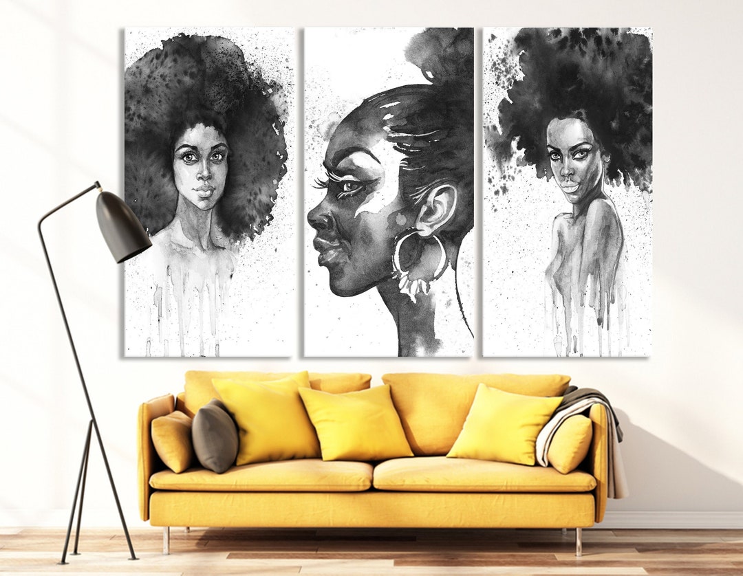 African Girls Portrait Canvas Decor | Ethnic Wall Art | Black Woman for ...
