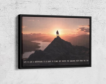 Motivational Mountain View Canvas, Inspirational Quote Print