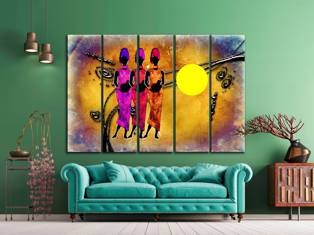 African Ethnic Vintage Wall Art Canvas , Grunge Retro African American