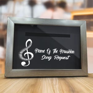 Scatola per biglietti di richiesta di canzoni / Modello per decalcomania per scatola di biglietti di auguri e biglietti / Regalo per decorazioni da parete / Carillon personalizzato / Regalo unico per papà / Scatola per biglietti