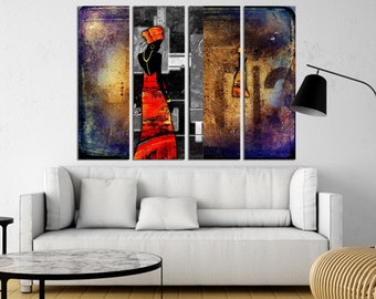 African Woman Canvas Print | Retro Ethnic Wall Art