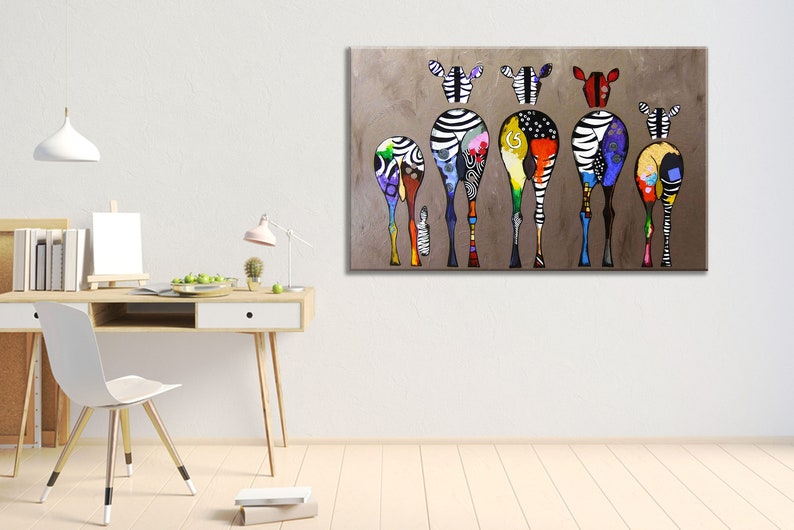 Banksy Colorful Zebras Canvas Wall Art BANKSY Zebra Poster Etsy