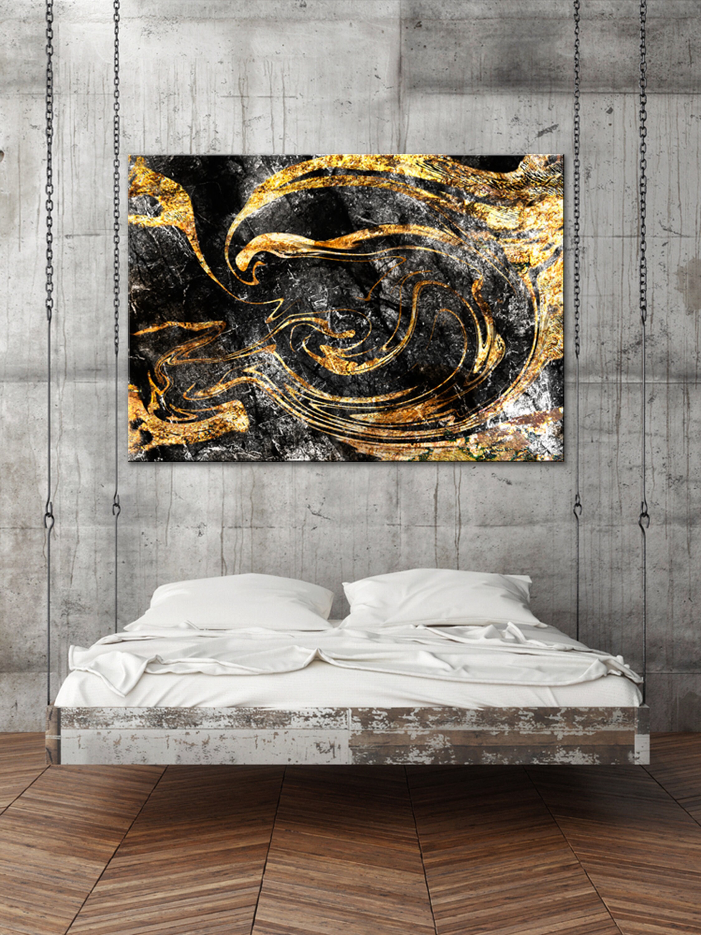 Black and Gold Abstract Canvas Print | Modern Set of 5 Wall Art - Etsy
