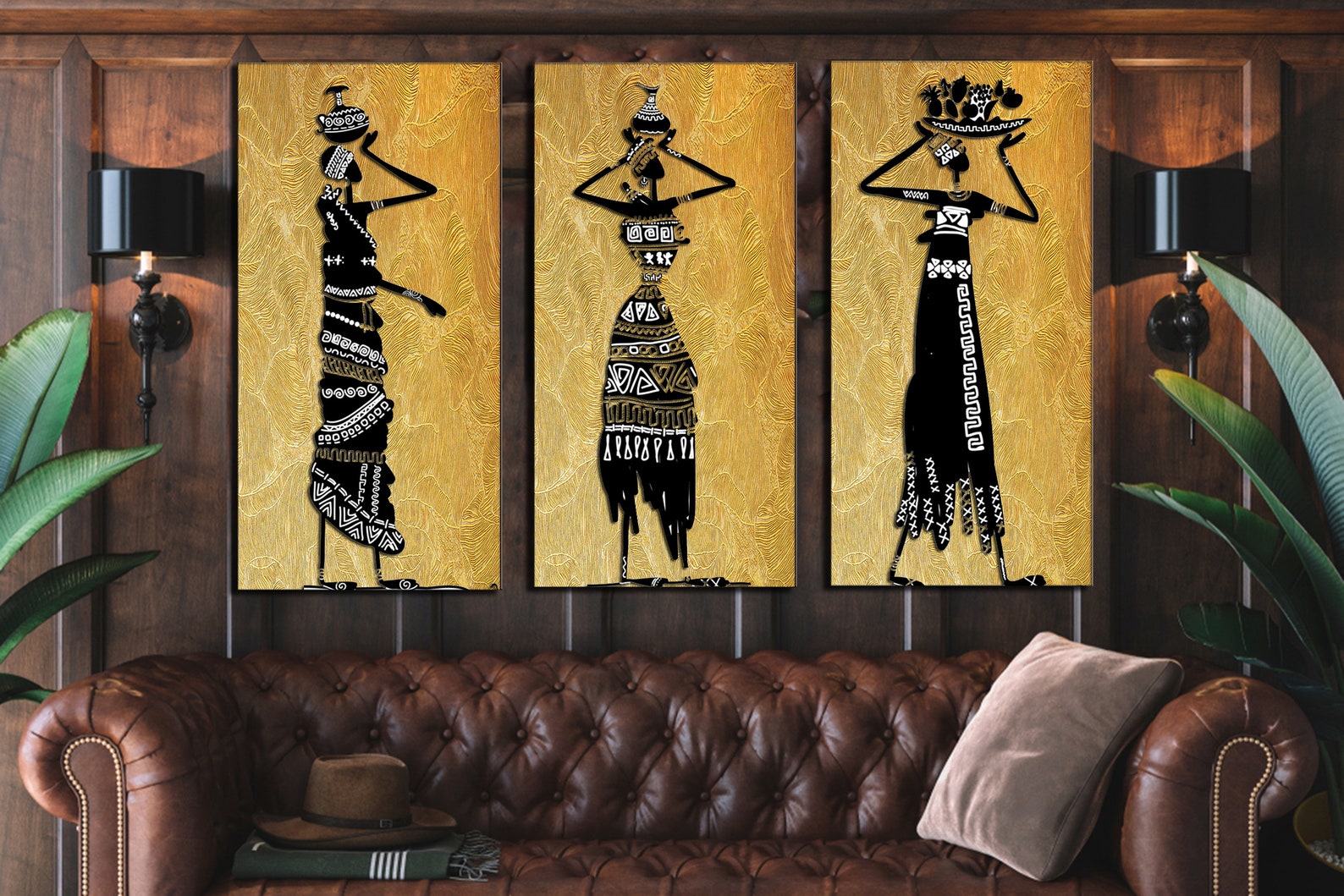 Set of 3 African Girl Art Decor Ethnic Wall Art Black Woman Etsy