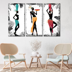 African Women In Colorful Skirts Canvas, Black Woman Artwork, Black Lives Matter, African Art Gift, Wall Art Canvas, Wall Canvas Decor