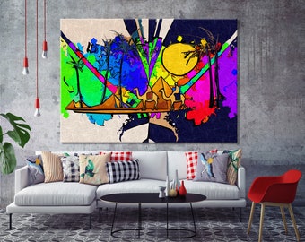 Abstract African Canvas Art | Multicolor Retro Ethnic Wall Decor