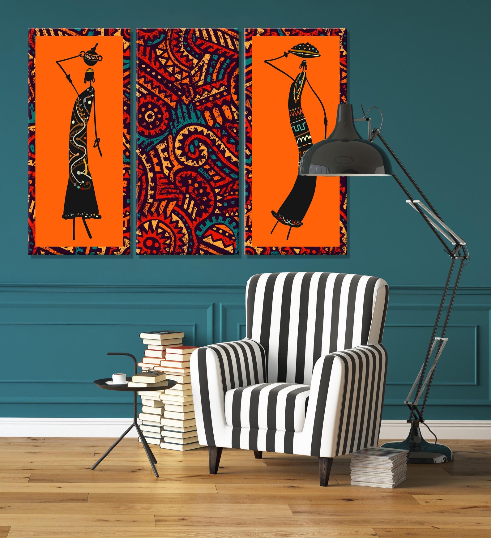 African Woman Ethnic Wall Artmodern Afro American Wall Art Etsy