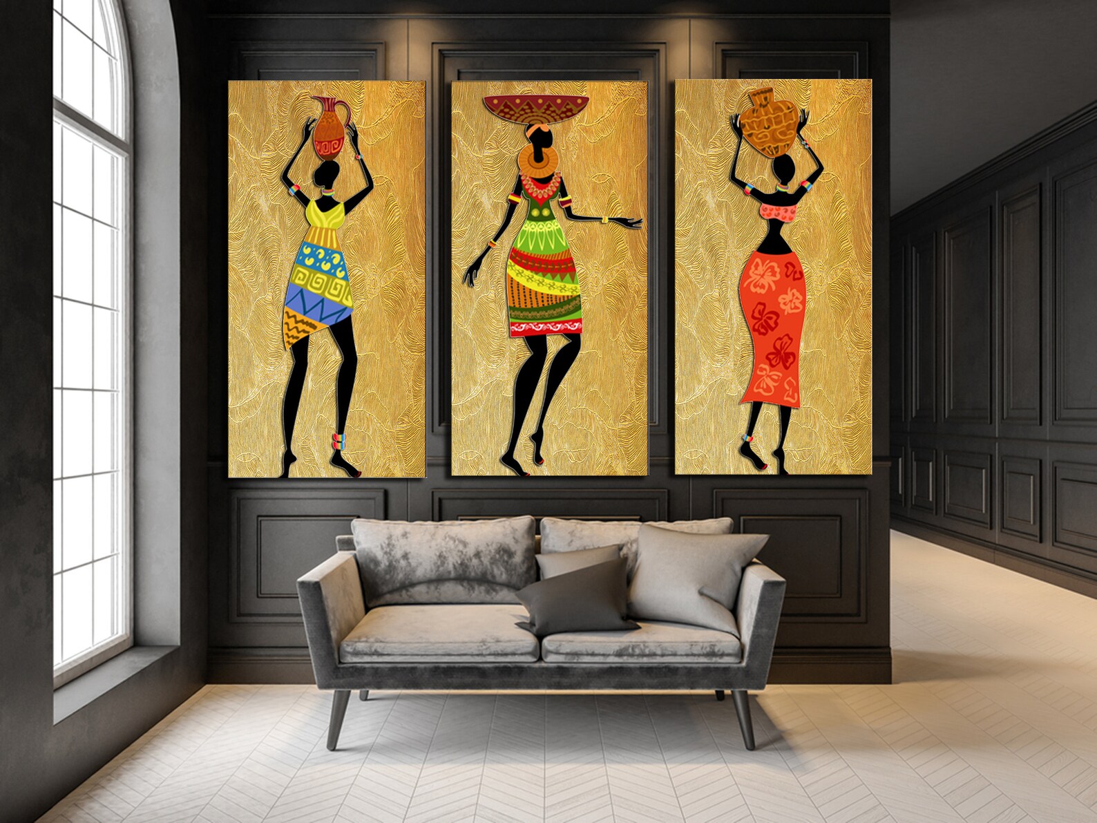 African Girl Art Decor Ethnic Wall Art Black Woman Set of 3 Etsy