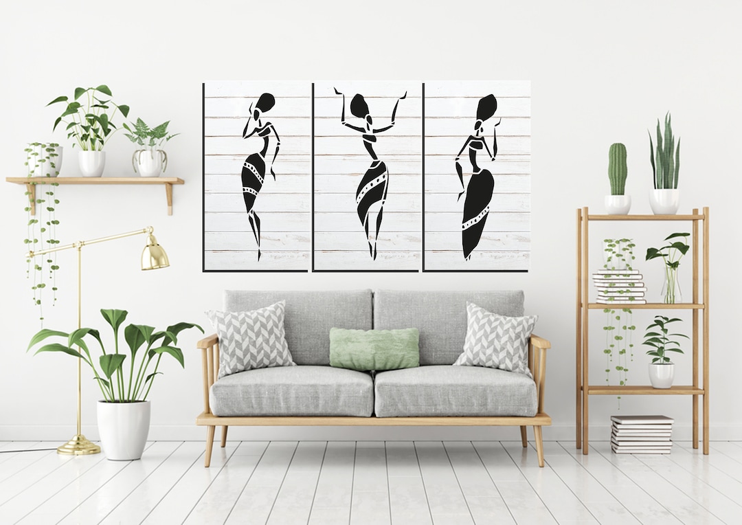African Woman Wall Art Canvas | Set of 3 Ethnic Prints - Etsy