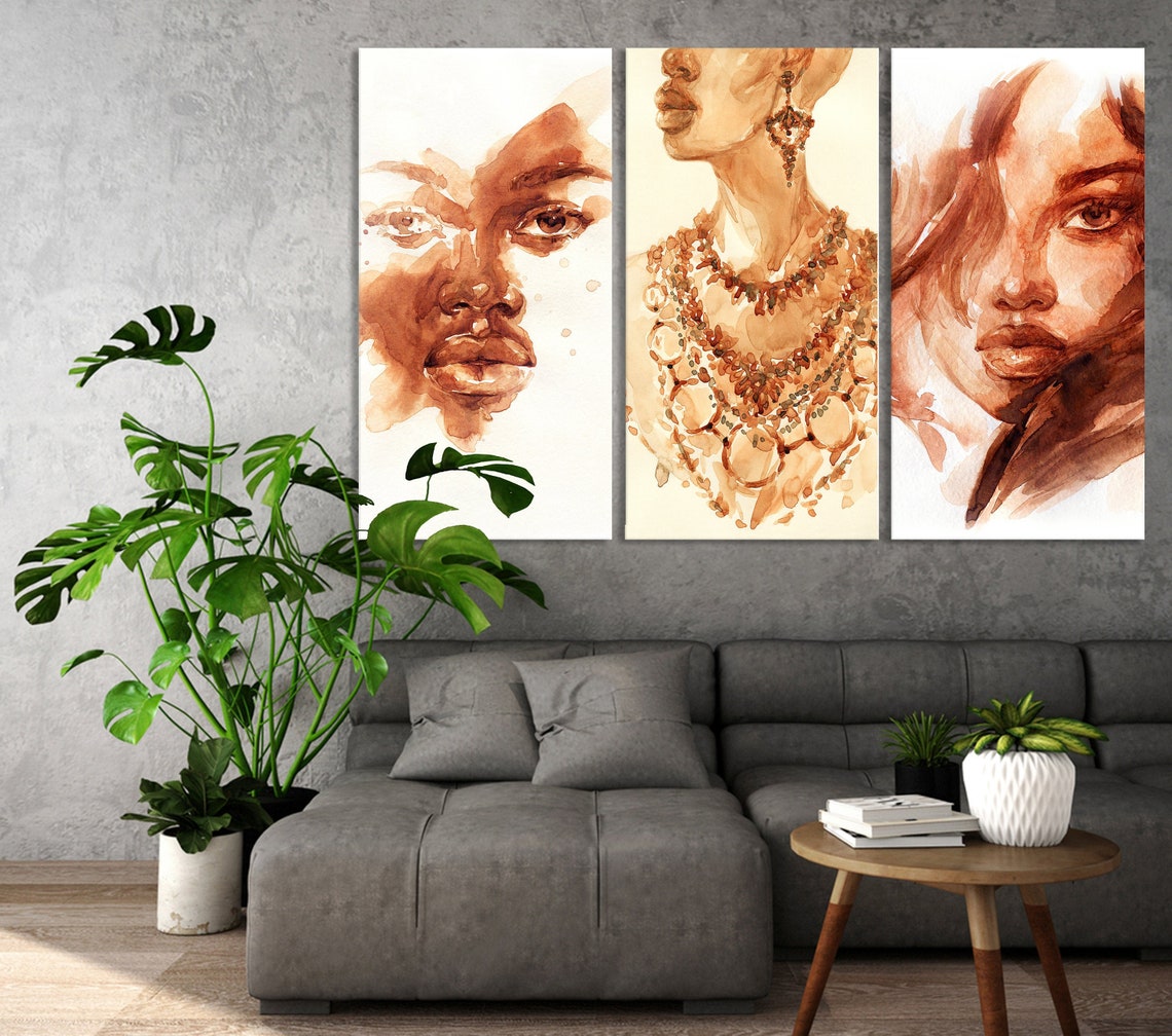 Brown Sketch Africans Womans Perfect Faces Portraits Design Etsy