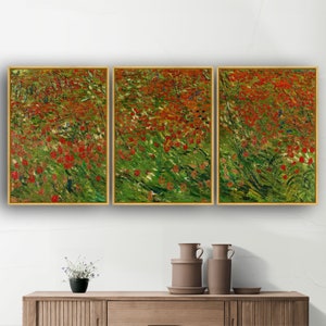 Set di 3 stampe su tela di Van Gogh: Paesaggio primaverile con cornice