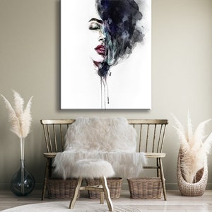 Beautiful White Woman Painting Print Canvas Female Face Art - Etsy