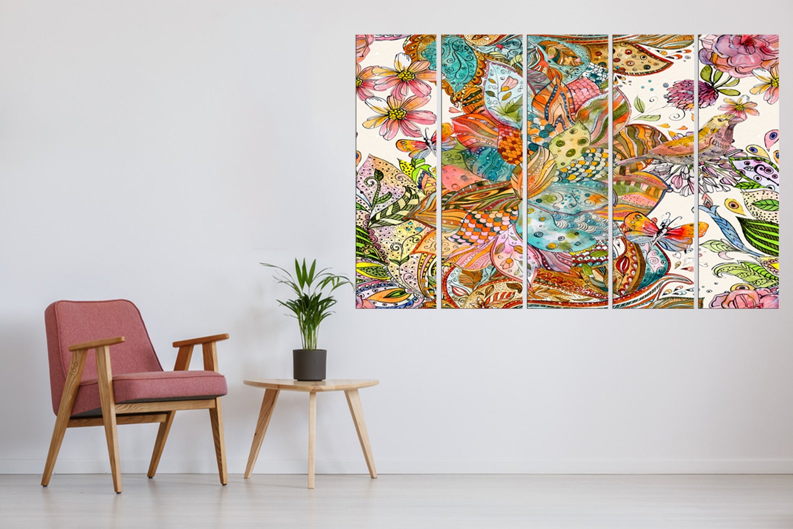Large Wall Art Canvas Colorful Living Room Abstract Flowers | Etsy