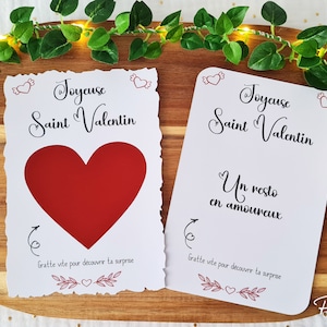 Carte à gratter personnalisée St Valentin, cadeau, ticket à gratter, surprise