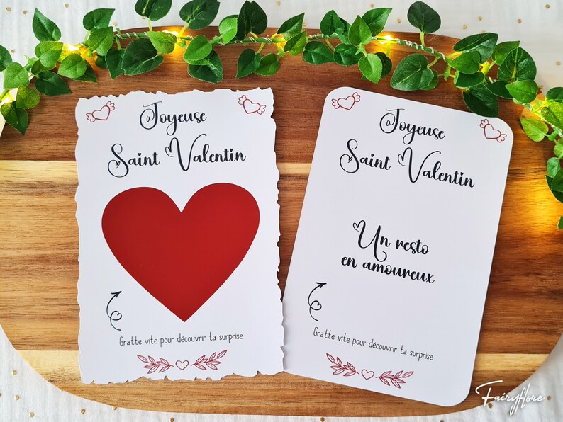 Carte à gratter personnalisée St Valentin, cadeau, ticket à gratter, surprise image 1