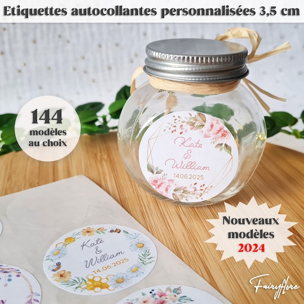 Gepersonaliseerde STICKER-labels 3,5 cm bruiloft doop EVJF babyshower communie verjaardagscadeau