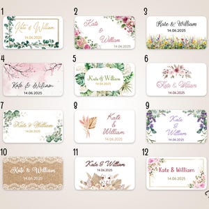 STICKERS, étiquettes personnalisées autocollantes rectangulaires mariage baptême baby shower communion EVJF anniversaire cadeau