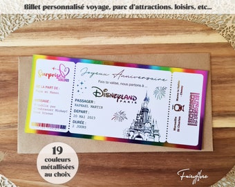 Billet d'avion, de train personnalisable • carte d'embarquement • ticket personnalisé • voyage • week end • surprise • cadeau • parc loisir