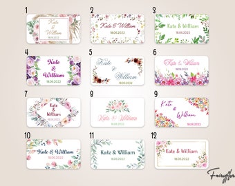 STICKERS, étiquettes personnalisées autocollantes rectangulaires mariage baptême baby shower communion EVJF anniversaire cadeau