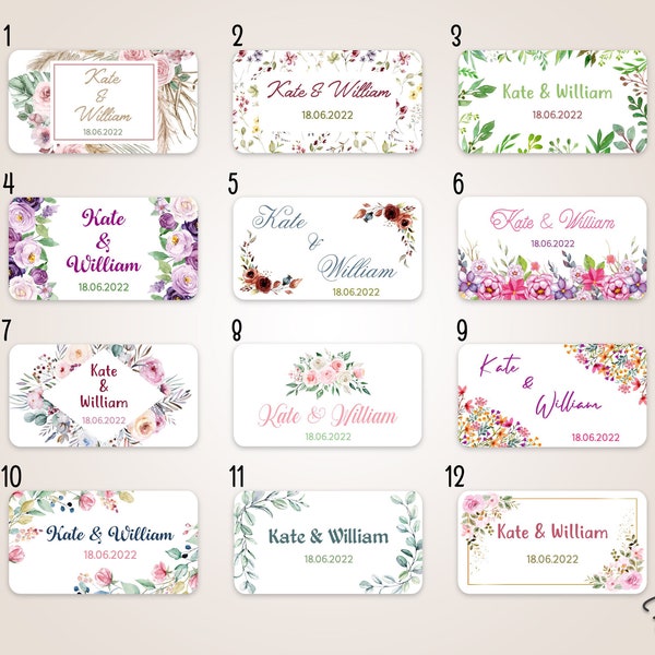 STICKERS, étiquettes personnalisées autocollantes rectangulaires mariage baptême baby shower communion EVJF anniversaire cadeau